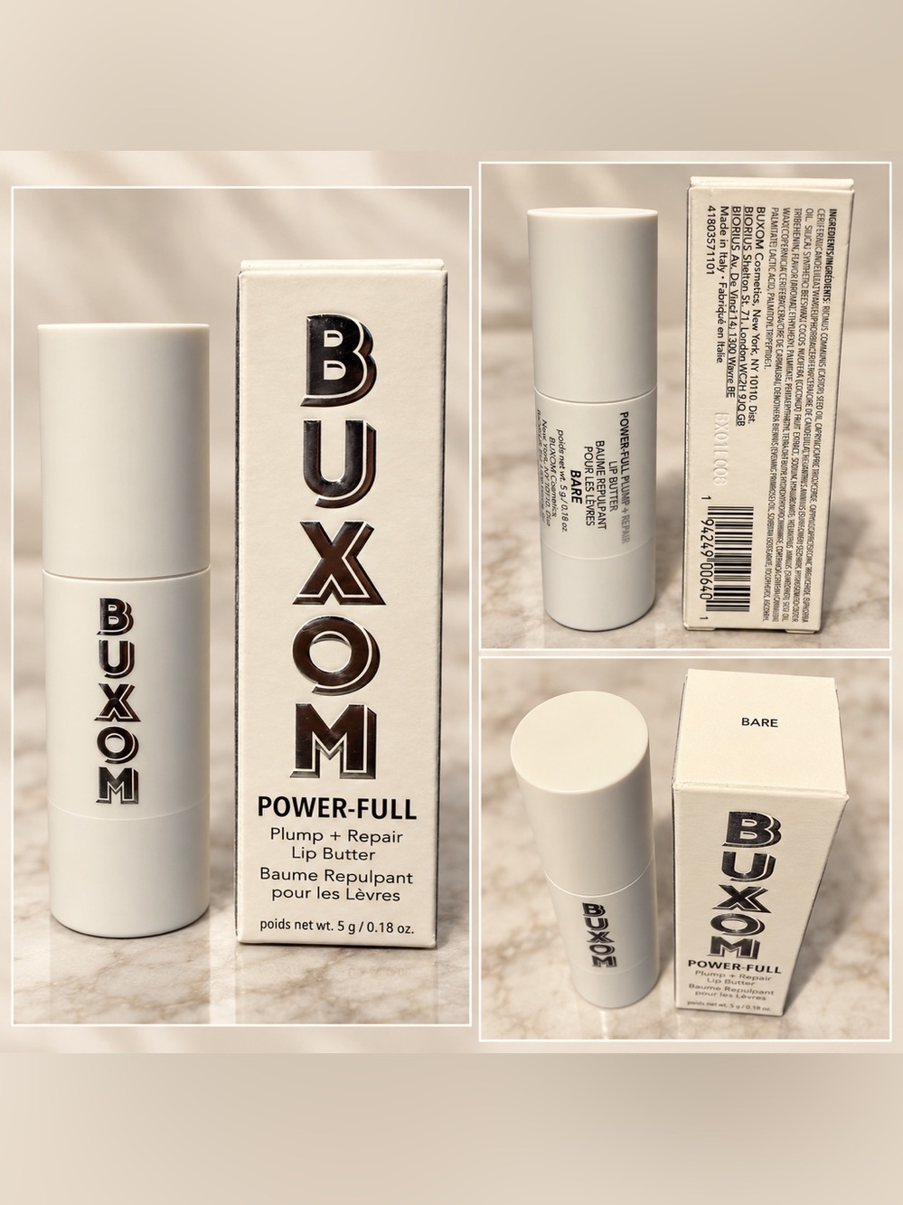 Buxom Power-Full Lip Plump + Repair Lip Butter ā Bare